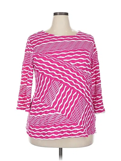 Pre-owned Investments 3/4 Sleeve Top Pink Boatneck Tops