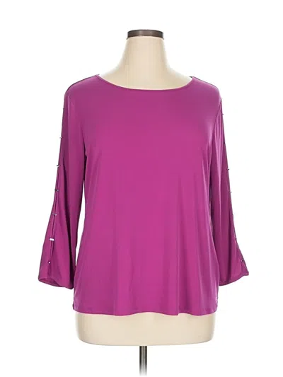 Pre-owned Investments 3/4 Sleeve Top Purple Boatneck Tops