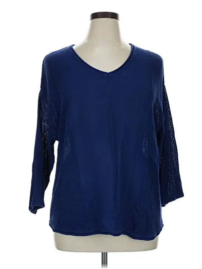 Pre-owned Investments 3/4 Sleeve T-shirt In Blue