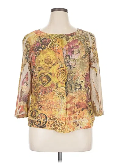Pre-owned Investments Cardigan Sweater In Gold