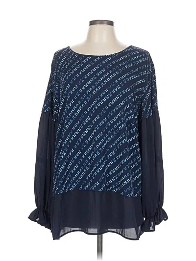Pre-owned Investments Long Sleeve Blouse In Blue