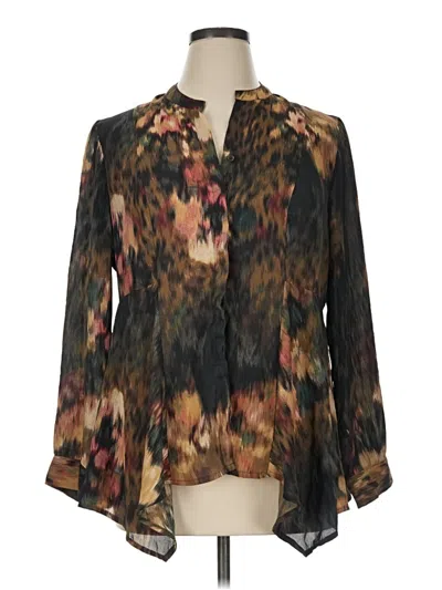 Pre-owned Investments Long Sleeve Blouse In Brown