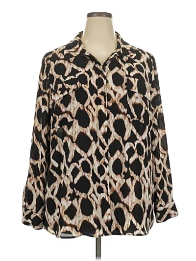 Pre-owned Investments Long Sleeve Blouse In Brown
