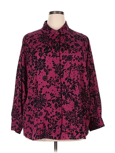 Pre-owned Investments Long Sleeve Blouse In Burgundy