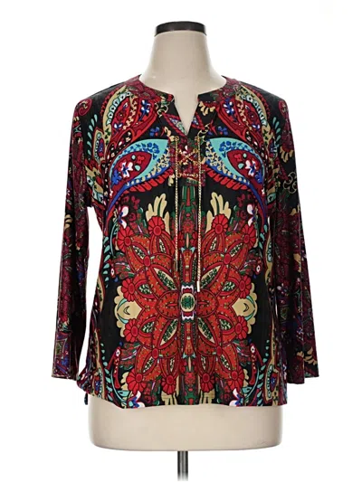Pre-owned Investments Long Sleeve Blouse In Red