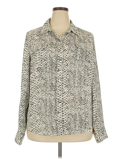Pre-owned Investments Long Sleeve Blouse In Silver