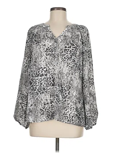Pre-owned Investments Long Sleeve Blouse In Silver