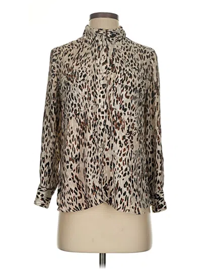 Pre-owned Investments Long Sleeve Blouse In Tan