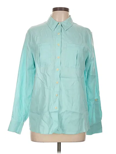 Pre-owned Investments Long Sleeve Button Down Shirt In Teal