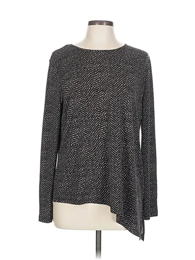 Pre-owned Investments Long Sleeve Top Gray Boatneck Tops