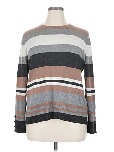Pre-owned Investments Long Sleeve Top Gray Mock Neckline Tops