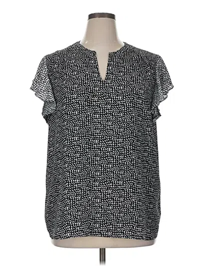 Pre-owned Investments Short Sleeve Blouse In Black