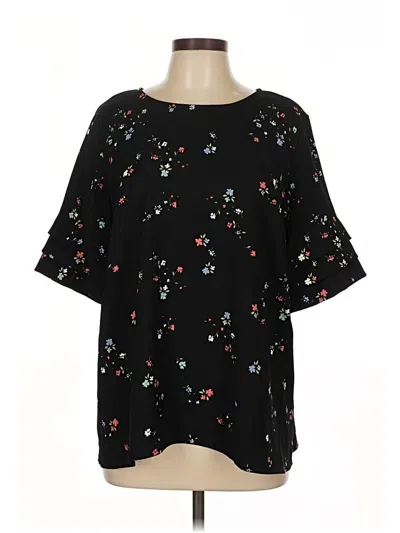 Pre-owned Investments Short Sleeve Blouse In Black