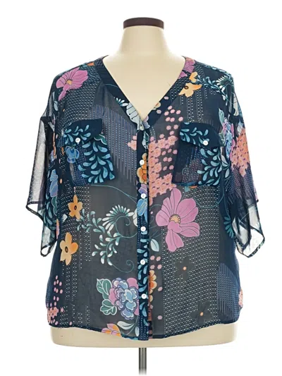 Pre-owned Investments Short Sleeve Blouse In Blue