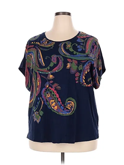 Pre-owned Investments Short Sleeve Blouse In Blue