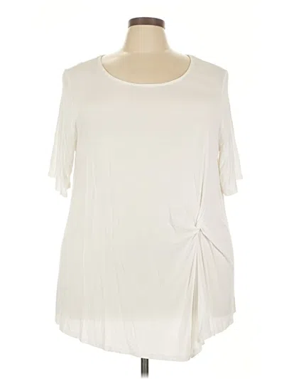 Pre-owned Investments Short Sleeve Top Ivory Keyhole Neckline Tops