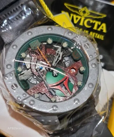 Pre-owned Invicta - Star Wars - Boba Fett - Reserve Wide Blk Leather Strap - Mens Watch
