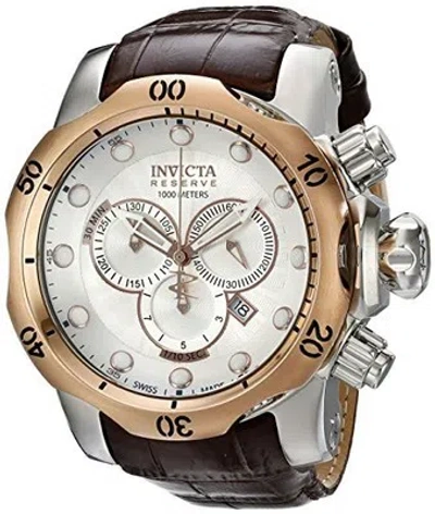 Pre-owned Invicta 0359 Men's Reserve Chronograph Silver Textured Dial Brown Leather Watch