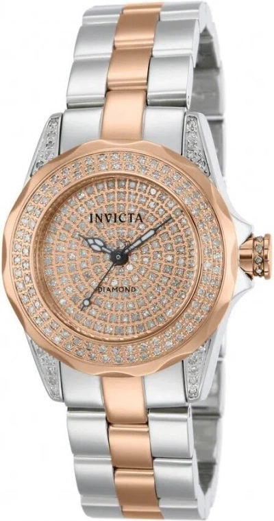 Pre-owned Invicta 14523 Women's Swiss Rose Gold Diamond Paved Dial Watch