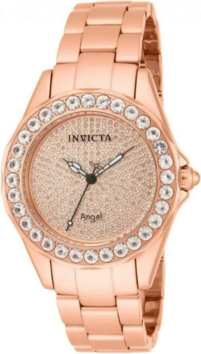 Pre-owned Invicta 14527 Women's Rose Angel Blush 338 Diamond Pave Morganite Accented Watch