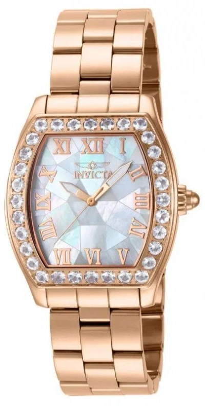 Pre-owned Invicta 14529 Women's Angel Swiss Mop Dial Rose-gold Morganite Stone Bezel Watch