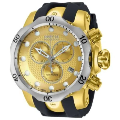 Pre-owned Invicta 16151 Men's Venom Dive Chrono Gold Dial Black Strap Watch