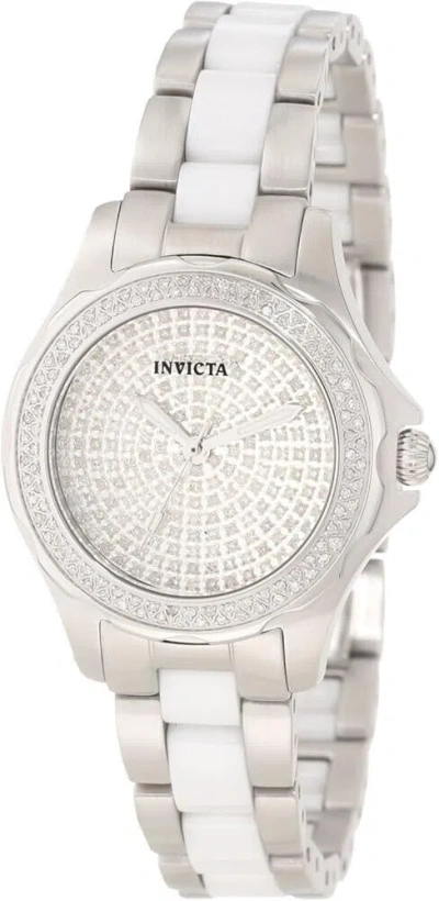 Pre-owned Invicta 1782 Women's Diamond Dial Stainless Steel & Ceramic Band Watch