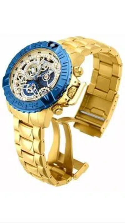 Pre-owned Invicta 18237 Subaqua 500 M Chronograph Yellow Gold Swiss Made Skeleton Blue