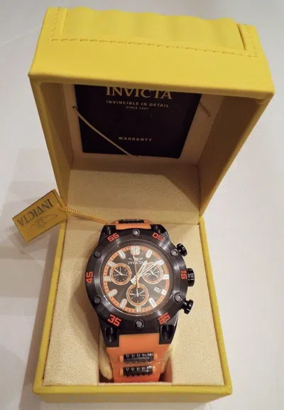Pre-owned Invicta 19850 Speedway Mens Chronograph Orange Rubber Strap Watch Box & Tags