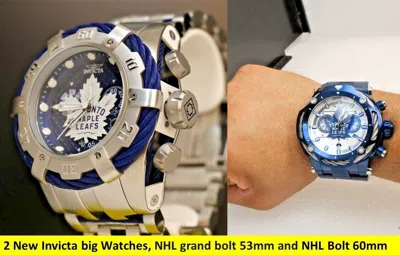 Pre-owned Invicta 2 Big Watches 60mm Nhl Toronto Maple Leafs 42195 And 53mm Bolt 42017