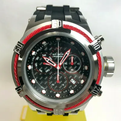 Pre-owned Invicta 22443 Men's 52mm Red/silver Bolt Hybrid Silicone Strap Watch