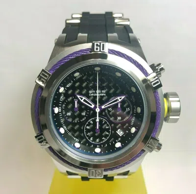 Pre-owned Invicta 22445 52mm Silver/purple Bolt Hybrid Carbon Fiber Dial Strap Watch