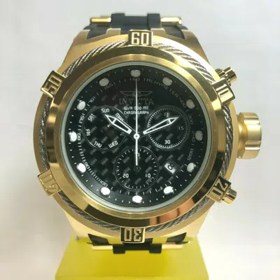 Pre-owned Invicta 22447 52mm Gold/silver Bolt Hybrid Carbon Fiber Dial Black Strap Watch