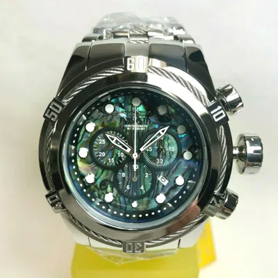 Pre-owned Invicta 25440 53mm Silver Bolt Zeus Abalone Dial Stainless Steel Bracelet Watch