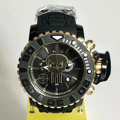 Pre-owned Invicta 26787 Marvel Punisher Ltd/3000men's 58mm Gold/black Sea Hunter Watch