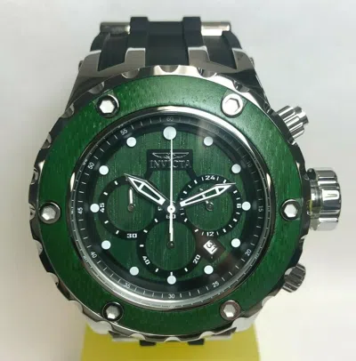 Pre-owned Invicta 27905 Mens 52mm Subaqua Specialty Green Wood Bezel & Dial Strap Watch