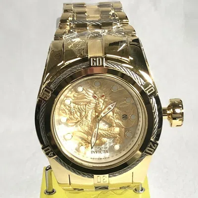 Pre-owned Invicta 28770 Men's 52mm Bolt Zeus Dragon Auto High Polish Bracelet Watch -gold