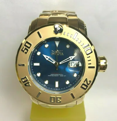 Pre-owned Invicta 29353 Men's 50mm Blue/gold Pro Diver Scuba Propeller Bracelet Watch