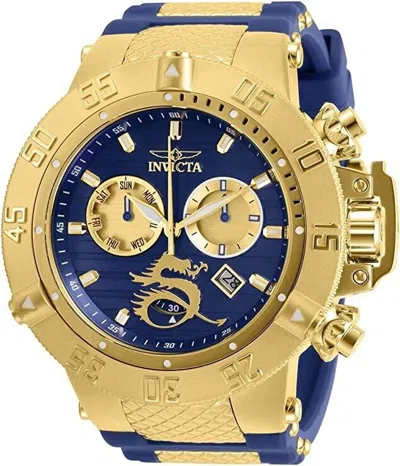 Pre-owned Invicta 31643 Gold/blue Grand Subaqua Noma Iii Silicone Band Men's 56mm Watch