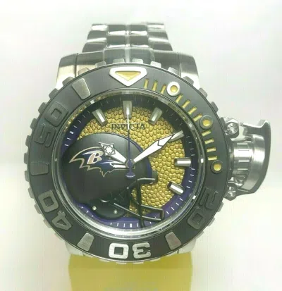 Pre-owned Invicta 32998 Nfl 58mm Sea Hunter Gen Ii Auto Bracelet Watch - Baltimore Ravens