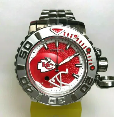 Pre-owned Invicta 33011 Nfl 58mm Sea Hunter Gen Ii Auto Bracelet Watch - Kansas Chiefs