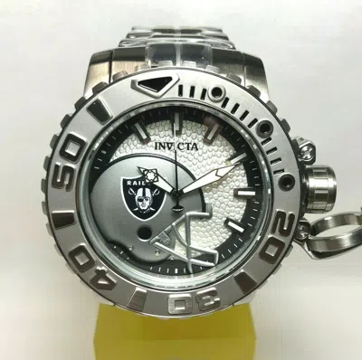 Pre-owned Invicta 33030 Nfl 58mm Sea Hunter Gen Ii Auto Bracelet Watch - Oakland Raiders