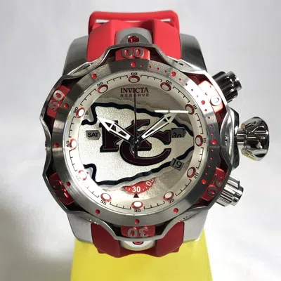 Pre-owned Invicta 33077 Nfl 52mm Venom Gen Iii Swiss Quartz Chrono Strap Watch - Chiefs