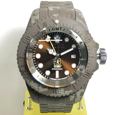 Pre-owned Invicta 34578 Army Men Hydroplated Camo/brown 52mm Hydromax Gmt Bracelet Watch