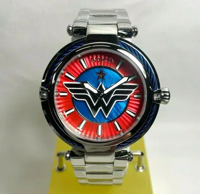 Pre-owned Invicta 34956 Women's Le/4k Wonder Woman Dc Comics 40mm Silver/red/blue Watch