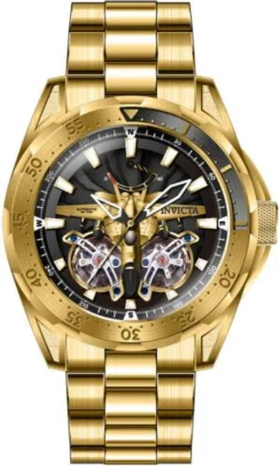 Pre-owned Invicta 44687 Aviator Automatic Multifunction Black & Gold Men Dial Watch