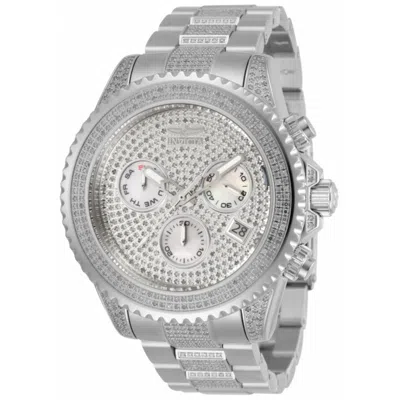 Invicta 47mm Grand Diver Quartz Chrono Diamond Pave Stainless Brac Watch In Silver