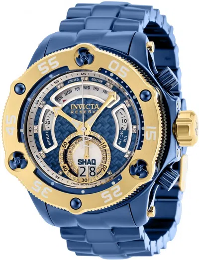 Pre-owned Invicta 52mm Excursion Fusion Shaq .27ctw Diamond Swiss Chrono Blue/gold Watch