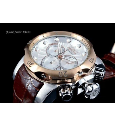 Pre-owned Invicta 52mm Reserve Venom Swiss Chronograph Rose Bezel Brown Leather Watch