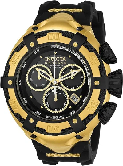 Pre-owned Invicta 52mm Thunderbolt Chronograph 18k Gold Plated Black Silicone Strap Watch
